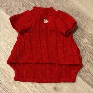 Build A Bear Clothes Promise Pets Red Cable Knit Sweater W/Paw Print
